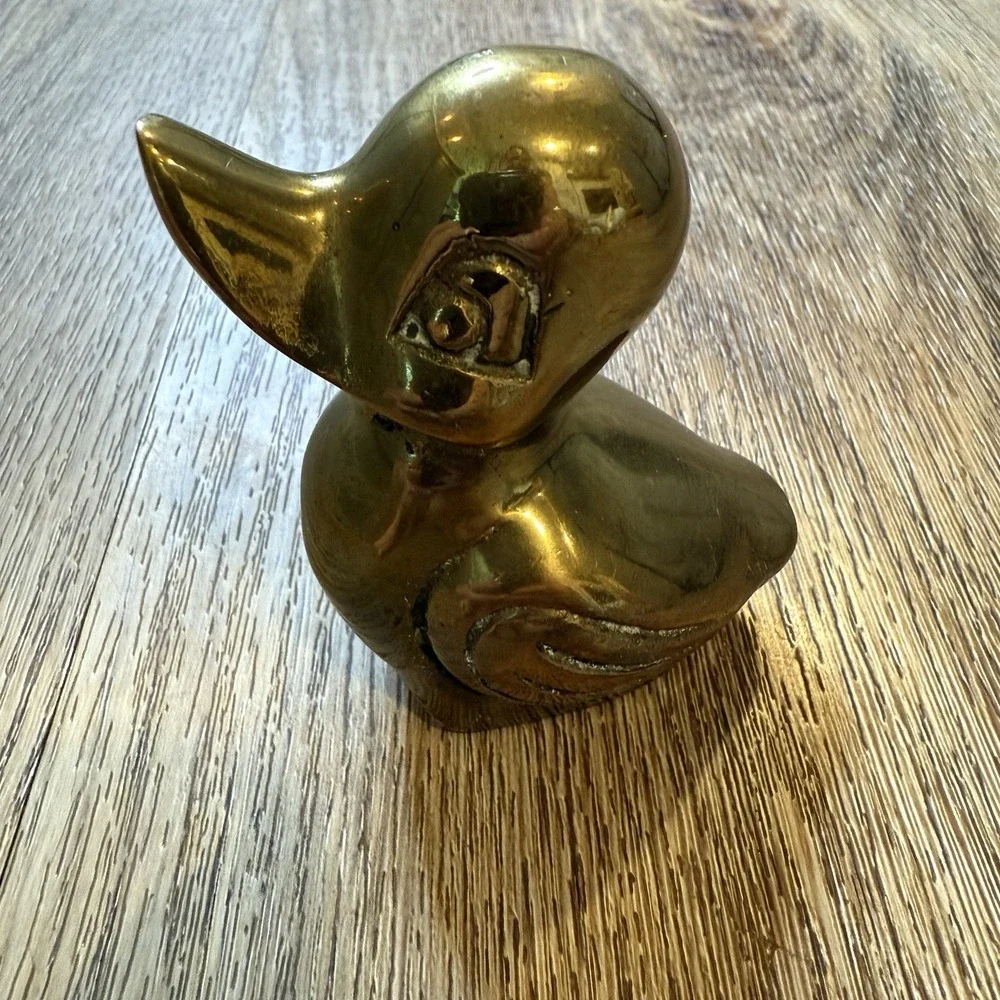 Brass Duck Baby Duckling Miniature Small Figurine Shelf Collectible Knick nack